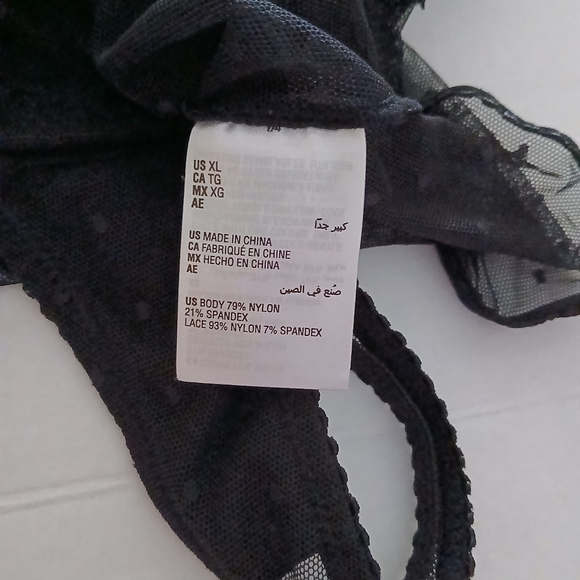 I.N.C. International Concepts Swiss Dot Lingerie Thong Bodysuit, Black, Size XL - Picture 10 of 11